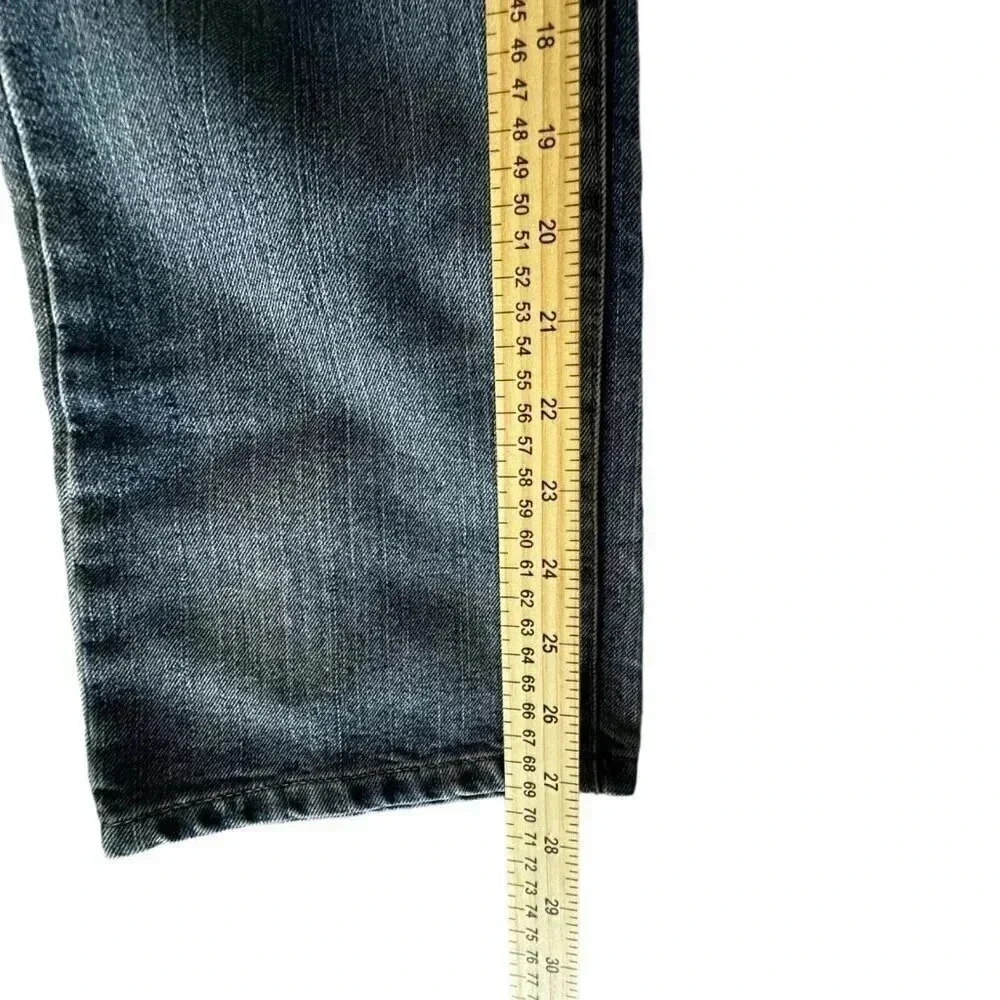 Ring Of Fire Jeans Boy Teen 18 Blue Denim Distress Straight Leg W27 L27 med wash - Picture 11 of 14